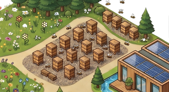 Alveari nell'apiario di un Bee Park ApiPRO